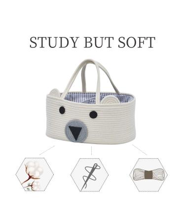 InfiBay Baby Diaper Caddy Organizer with Removable Dividers - Cute Bear Basket - Portable Nursery Storage Basket - White - Buy Online on GoSupps.com