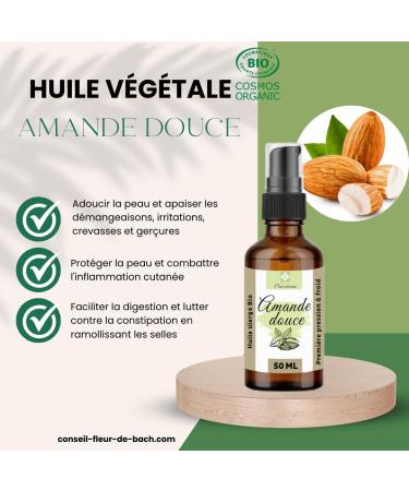  Floresse Sweet Almond Vegetable Oil - Organic - 100% pure and natural - 50 ml - Buy Online on GoSupps.com