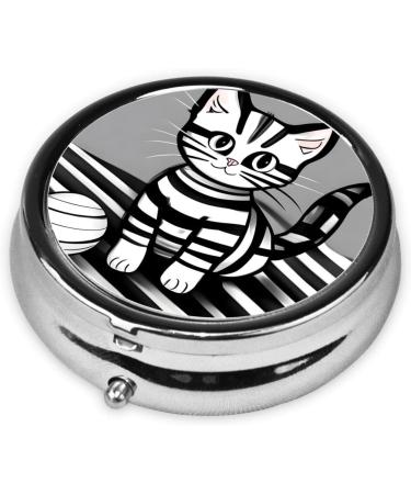 Play Ball Kitty Round Pill Box - Portable 3-Compartment Pill Organizer for Purse & Pocket | Travel Friendly - Buy Online on GoSupps.com