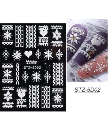 JMEOWIO 8 Sheets Christmas Nail Art Stickers 5D Self Adhesive Nail Art Decals Stereoscopic Embossed Snowflake Reindeer Snowman Santa Claus Pattern DIY Design Nail Decoration for Women Girls - Buy Online on GoSupps.com