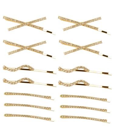 16 Pieces Rhinestone Bobby Pins  Fancy Metal Hair Clips  Crystal Shiny Barrettes  I S X Shaped Diamond Hair Accessories for Women Girls Wedding Prom Party (Gold) - Buy Online on GoSupps.com