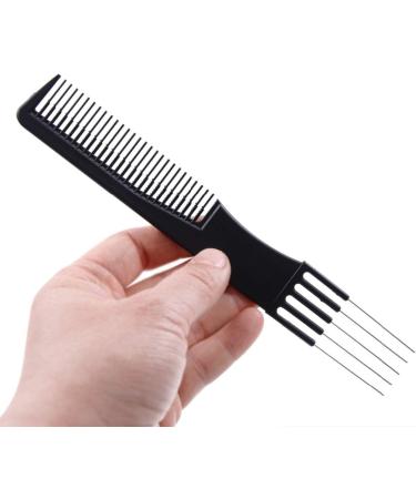 4 Pack Black Carbon Lift Teasing Combs with Metal Prong Strength Professional Hair Styling Comb for Women Men Styling Lifting Back Hair Comb with Stainless Steel Lift - Buy Online on GoSupps.com
