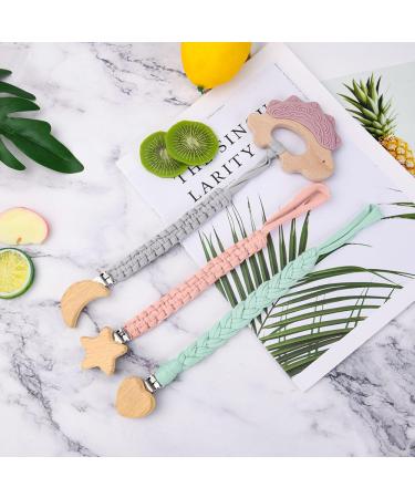 Vicloon 3-Piece Baby Pacifier Chain Clip Set | Cotton Pacifier Band for Boys & Girls | Nucky Chain for Bibs | Personalized Baby Gift Shop Now! - Buy Online on GoSupps.com