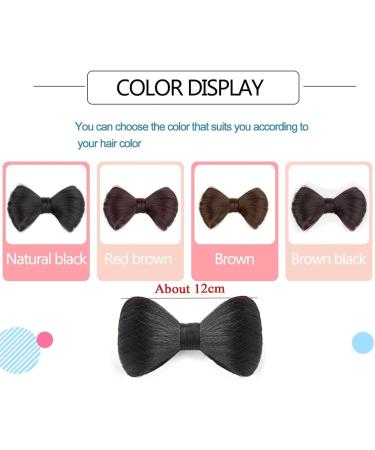 Messy Bun Hair Piece for Women Synthetic Natural Fake Hair Bow Bun Fluffy Claw Chignon Hair Extensions High Temperature Fiber Straight Updo Hairpiece Cute Headdress Styling Tools Fake Hair Accessori Brown black - Buy Online on GoSupps.com