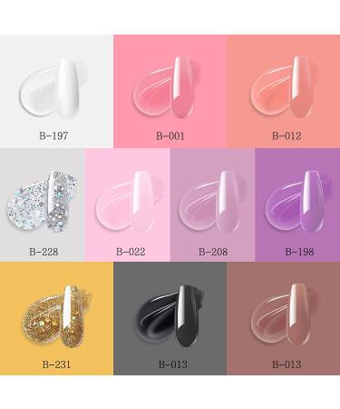 Poly Gel Nail Kit - 10 Color Builder Set with Slip Solution & Rhinestones - Buy Online on GoSupps.com
