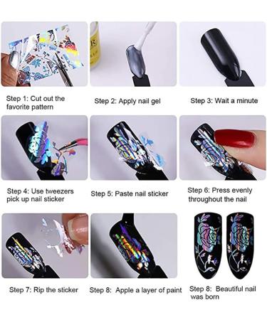 EBANKU 10 Rolls Metallic Color Holographic Nail Foil Transfer Sticker Nail Foil Adhesive Sticker Nail Art Tips Warps Shining DIY Stickers Nail Decorations for Nail Art Decoration DIY and Salon - Buy Online on GoSupps.com
