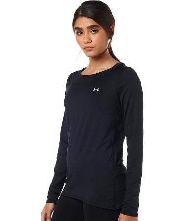Under Armour Women's HeatGear Long-Sleeve T-Shirt - Black/Metallic Silver - Small - Buy Online on GoSupps.com