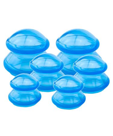 QISEEYA 6 Pieces Cupping Therapy Set Silicone Cupping Therapy, 3 Sizes Professional Studio and Home Cupping Set, More Potent Suction, Suitable for Cellulite, Joint Pain Relief, Myofascial Massage Blue