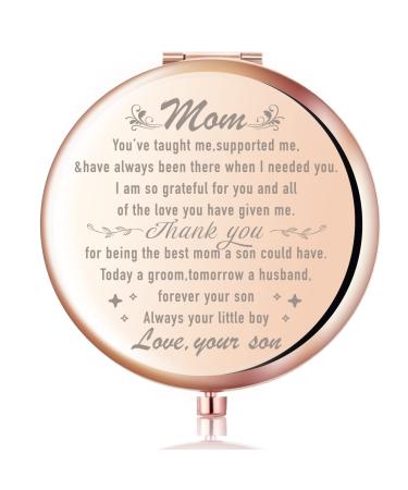 z-crange Thank You for Being The Best Mom a Son Could Have Rose Gold Compact Mirror for Mother of The Groom Unique Mother's Day Birthday Wedding Keepsake Gift for Mother of The Groom from Groom