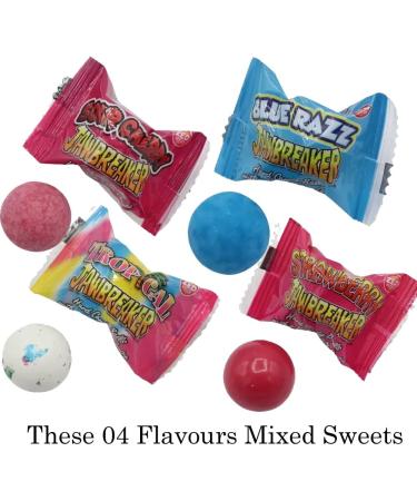 Mixed Jawbreaker Zed Candy Strawberry Cherry Tropical Raspberry Flavoured Candy with Gum Sweets - Individually wrapped (250g) - Buy Online on GoSupps.com