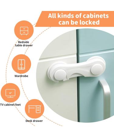 10Pcs Child Safety Cupboard Locks - Baby Proof Cabinets, Drawers, Doors, and Fridge - Strong Adhesive - Kitchen Furniture Protection - Buy Online on GoSupps.com