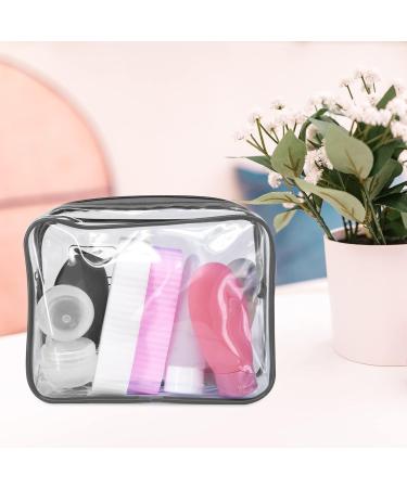 2pcs Clear Travel Toiletry Bag Set - TSA Approved Quart Size, Transparent Airport Carry-on Liquid Bags for Easy Security Check (Black) - Buy Online on GoSupps.com