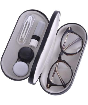 Contact Lens Case - 2 in 1 Double Sided Portable Glasses Case - Mirror - Tweezers and Applicator Included - Travel Kit-Black (Two Set) - Buy Online on GoSupps.com