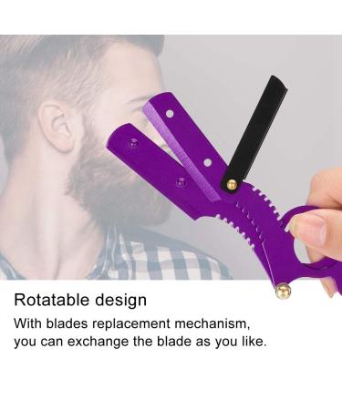 Vintage Classic Barber Straight Edge Shaver - Easy Blade Replacement Ideal for Salons & Hair Enthusiasts (Purple) - Buy Online on GoSupps.com