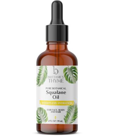 Brittanie's Thyme Squalane Skin Moisturizing Oil 2oz | 100% Plant Derived Squalane for Face  Skin & Hair | Luxurious Formula  Lightweight Formula for Hydration