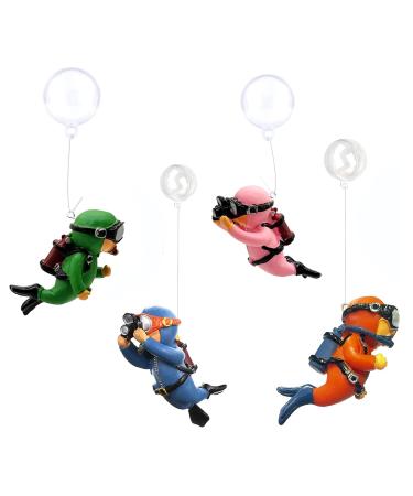 Taicols 4 pieces aquarium decoration floating aquarium decoration decoration for aquarium fish tank ornament aquarium divers sweet small diver aquarium decoration interesting aquarium accessories - Buy Online on GoSupps.com