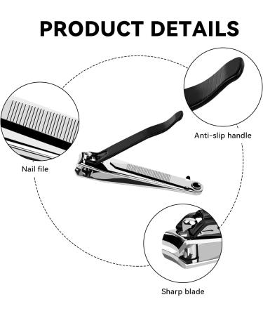 2 Pcs Heavy Duty Stainless Steel Nail Clippers for Thick Nails - Black+Silver - Buy Online on GoSupps.com