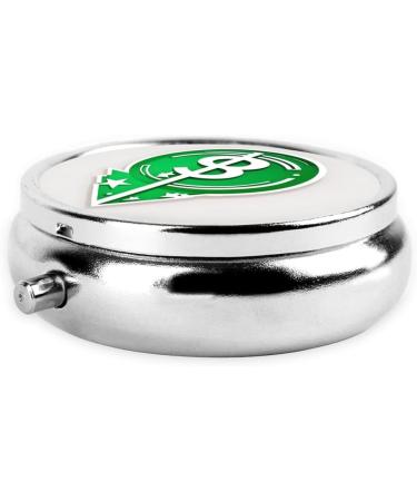 Green Hair Symbol Round Pill Box - 3 Compartment Portable Travel Organizer for Vitamins & Medication - Buy Online on GoSupps.com