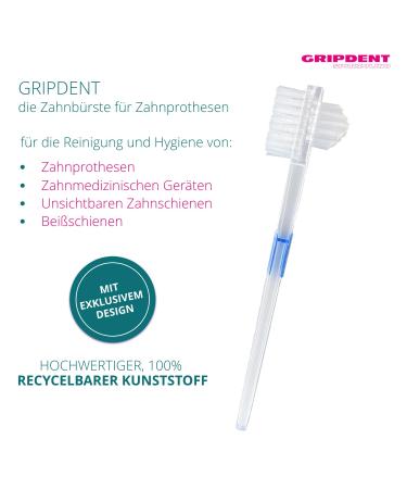 Gripdent Toothbrush for Dentures - Best Cleaner for Dentures Orthodontics & Braces - Enhance Oral Hygiene - Buy Online on GoSupps.com