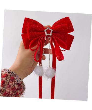 POPETPOP 1pc hair accessories sweet bow hairpin christmas silky hair bow clip christmas bow hairpin bow hair clip decorative hair clips Bowknot Headdress issue card Baby girl flocking - Buy Online on GoSupps.com