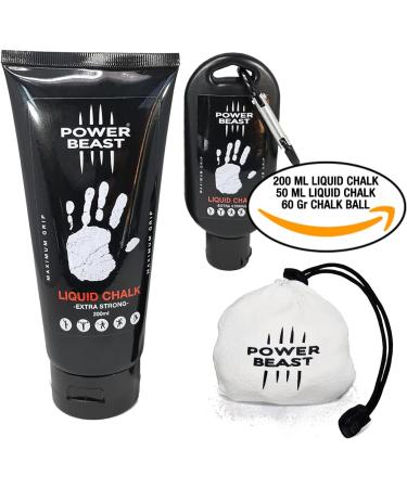 Power Beast Liquid Chalk Combo - 200ml + 50ml, with Chalk Ball - 2.2 oz | Professional Hand Grip for Gym, Weightlifting, Rock Climbing, Crossfit | Liquid Sports Chalk for Gymnastics, Powerlifting, Pole Dance - Buy Online on GoSupps.com