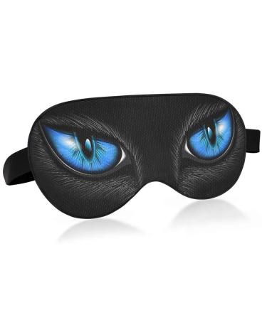 Blue Cat Eyes Sleep Mask Light Blocking Eye Mask for Sleeping with Adjustable Strap Soft Lightweight Eye Cover Blindfold for Men Women Work Travel Naps