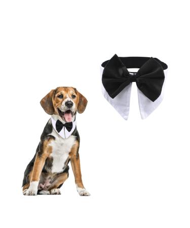 Hacraho Formal pet-fly collar 1 piece white tuxedo fly and collar. Completible puppy tie loops for wedding birthday party for cats dogs neck circumference 21.97-25 "M medium large dogs