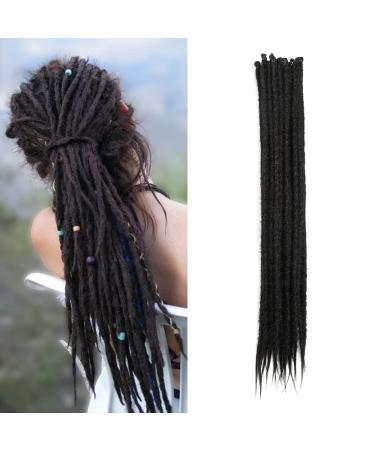 20 inch 20 strands/pack synthetic dreadlocks extensions thin 0.6cm crocheted braided hair soft dreads one-sided dreadlocks reggae hip-hop hippie style dark brown 20inch-a color 4#