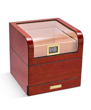 Cedar Wood Humidor/Cigar Box with Clear Visible Lid/Electronic Hygrometer/Humidifier Holds Approximately 100 Cigars C