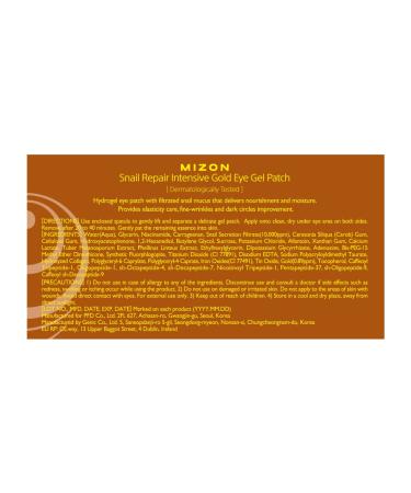 MIZON Snail Repair Gold Eye Gel Patch & Hyaluronic Acid Under Eye Collagen Patches Set (60 pairs) - Buy Online on GoSupps.com