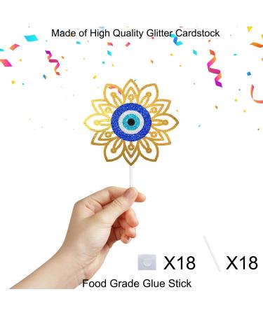 Evil Eye Themed Happy Birthday Cupcake Toppers 18-PC Set - This is a great evil eye birthday party or baby shower party third eye decoration for a boy or girl - SugarGera CU-EVIL-Y1 - Buy Online on GoSupps.com