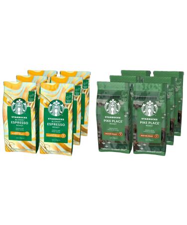 STARBUCKS Blonde Espresso Roast Blonde Roast Whole Bean Coffee 200g (Pack of 6) & Pike Place Roast Medium Roast Whole Bean Coffee 200g (Pack of 6)