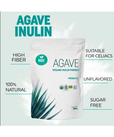 NBF NATURA BIO FOODS - Organic Agave Inulin Powder | Prebiotic Fiber Supplement | Gut Support | No Flavor or Aftertaste | Vegan & Keto Friendly | 16 Oz, 1 Pound (Pack of 1) - Buy Online on GoSupps.com