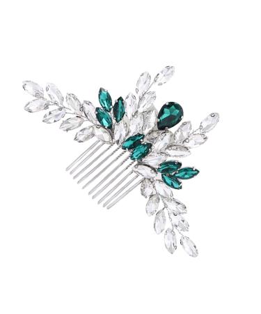 Beatifufu Bridal Comb Green Hair Accessories Hair Side Comb Bride Hair Insert Comb Bride Rhinestone Hair Comb Bride Hair Comb Bridal Hair Accessories Wedding Hair Comb