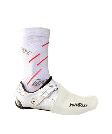 veloToze Silicone Toe Cover - Keeps feet Warm While Bike Riding in Cool, Spring Weather - for Men and Women White