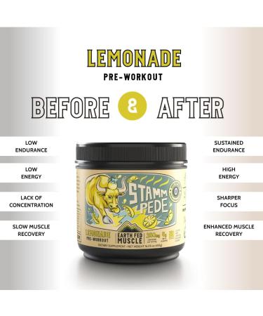 Earth Fed Muscle Stammpede Lemonade Pre Workout | Energy Boost Beta Alanine Caffeine Keto Friendly - 26 Servings - Buy Online on GoSupps.com