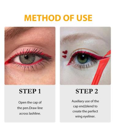 Kaely 2Pcs Red White Liquid Wing Eyeliner Stamp Eye Pencil Makeup Set - Waterproof Colored Eye Liners - 2 Count (Pack of 1) - Buy Online on GoSupps.com