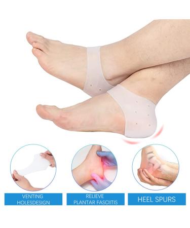 Gel Heel Cushions for Plantar Fasciitis - 4 Pairs of Silicone Heel Pillows & Breathable Pads for Dry Cracked Heel Pain Relief - Buy Online on GoSupps.com