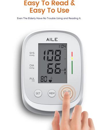 AILE Upper Arm Blood Pressure Monitor with Large Cuff - 8.7-16.5 Adjustable, Automatic BP Machine for Home Use, 2x99 Memory, Easy-to-Use and Travel-Friendly - White - Buy Online on GoSupps.com