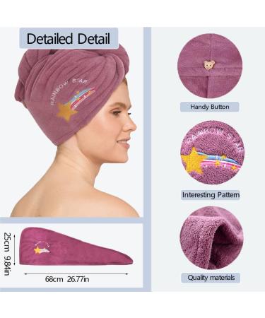 Buy 2 Pack Microfiber Hair Towel Wrap for Women - Super Absorbent Anti-Frizz Fast Drying Turbans for Long Thick Curly Hair - Pink & Purple - Buy Online on GoSupps.com