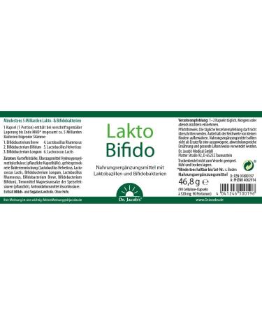 Dr. Jacobs Lactobifido 90 Capsules - 5 Billion Probiotics for Histamine Intolerance - Yeast & Gluten Free - 90 Portions - Buy Online on GoSupps.com