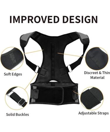 Waist Trainer Back Brace Magnetic Corrector Band Shoulder Back Support Belt Humpback Correction Waist Cincher(XX-Large) XX-Large Black - Buy Online on GoSupps.com