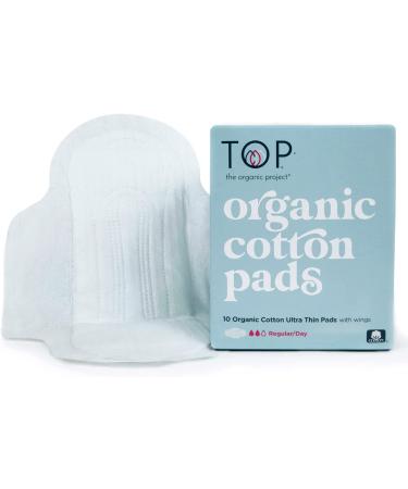 Certified Organic 100% Cotton Thin Regular Absorbent Pads with Wings | Non-Toxic & Biodegradable | 10 Ct Regular | Feminine Hygiene - Buy Online on GoSupps.com