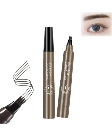 2PCS Whimsyard Eyebrow Pencil Whimsyard Magic Eyebrow Pencil 4 Tip Microblade Creates Natural Looking Brows Effortlessly 3D Waterproof Microblading Eyebrow Pencil Contouring Pen (Gray Brown)
