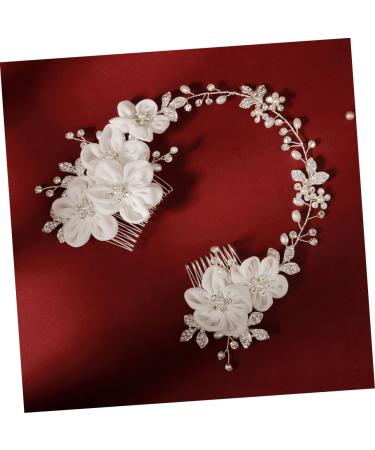 MAGICLULU Chiffon Comb Veil Hair Combs The Flowers European and American Handmade Hair Combs Bridal Headdress Bridal Comb Tiara Accessories Wedding Bride - Buy Online on GoSupps.com