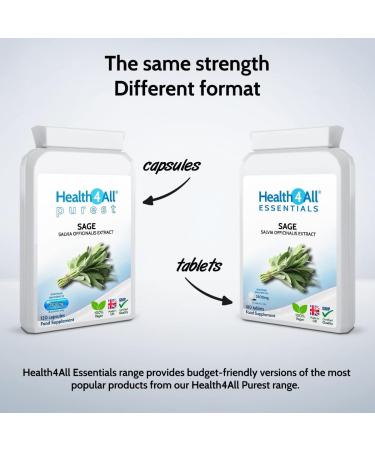 Health4All Sage Strong 2500mg 120 Capsules - Vegan Supplement for Menopause Symptoms - 120 Count Pack - Buy Online on GoSupps.com