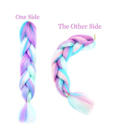LDMY 24 Jumbo Braids Hair Extensions - Multi-Color Kanekalon Synthetic Hair for Women - 6PCs Pack in Pink Purple Blue Green - 100g/PC - Buy Online on GoSupps.com