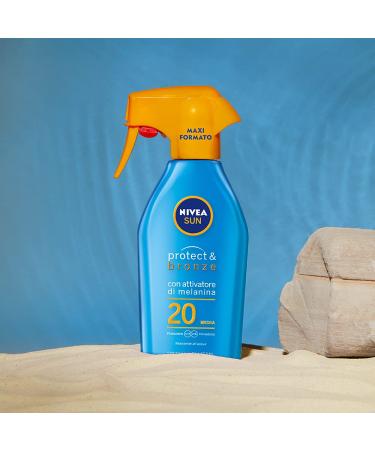 NIVEA Sun Maxi Sonnenpray Protect & Bronze FP20 - 300ml Browning Sunscreen Spray for an Even Tan & Moisturizing Protection - Buy Online on GoSupps.com