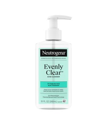 Neutrogena Evenly Clear Acne Cleanser with 2% Salicylic Acid & 2% PHA Exfoliant Gentle Foaming Face Wash Clears Clogged Pores & Blackheads While Visibly Fading Look of Post-Acne Marks 9.1 fl. oz