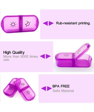 Large AM/PM Weekly Pill Organizer - 7 Day Pill Box with Writable Labels & Light-Purple Zipper Bag for Vitamins & Supplements - International Shipping - Buy Online on GoSupps.com